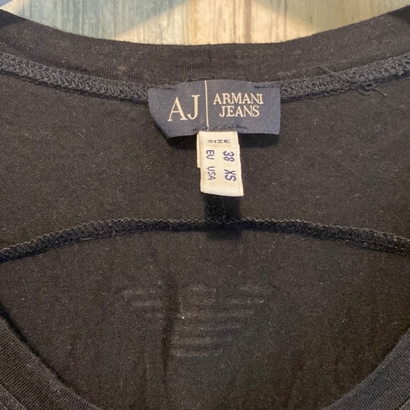 Armani jeans women’s black over sized T-shirt with silver sparkle graphics | XS - Picture 2 of 10